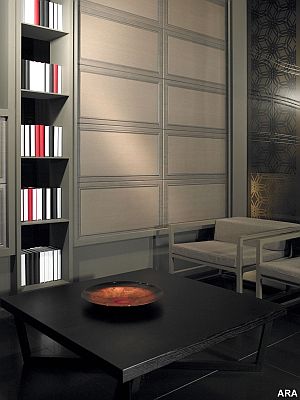 A look so perfect for any cozy study or handsome library that gives the effect of fabric panels framed in wood, this tile creates a warm and inviting environment. Series: Lounge in 18&rdquo; x 36&rdquo; a grand statement in ceramic tile is available in Lounge New York (brown), Lounge London (grey) and also in Lounge Paris (white).