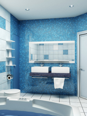 Tiling Designs For Bathrooms. Modern-light-blue-athroom-