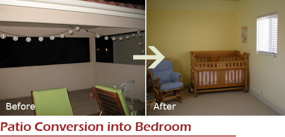 Patio conversion into bedroom in Topanga Los Angeles