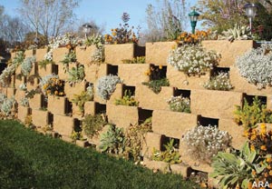 The Versa-Green plantable wall system will really grow on you. It features a hollow core in each wall unit for plantings and will accommodate an irrigation system.