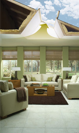 Illustration of gas escaping from skylight Illustration of gas escaping from skylight