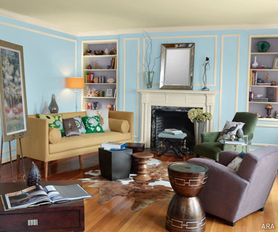 Airy blues and fresh greens are the perfect hues to create an inviting place for the family to gather.